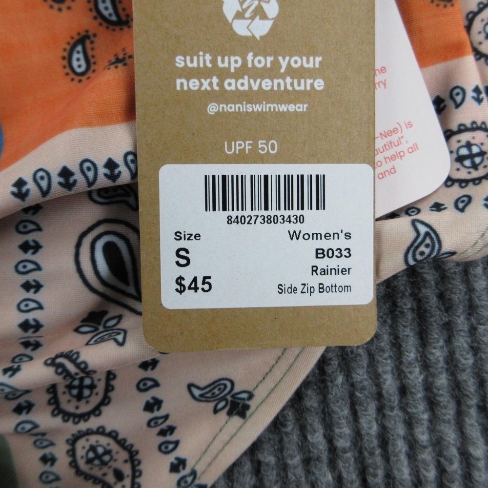 Nani Swimwear Bottom Womens S Green Patchwork High-Waisted Lined UPF50 NWT - Picture 14 of 16